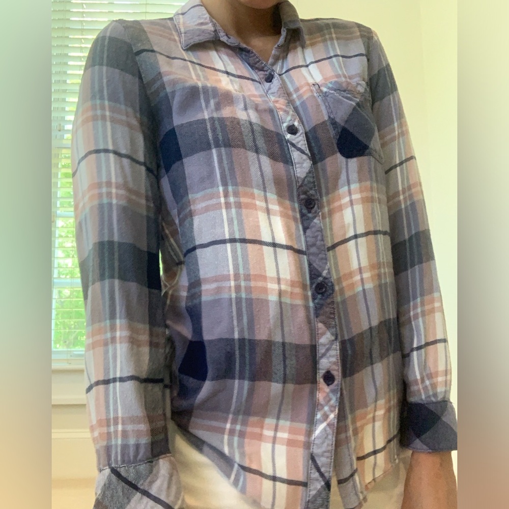 Beach Lunch Lounge Collection Plaid button-up